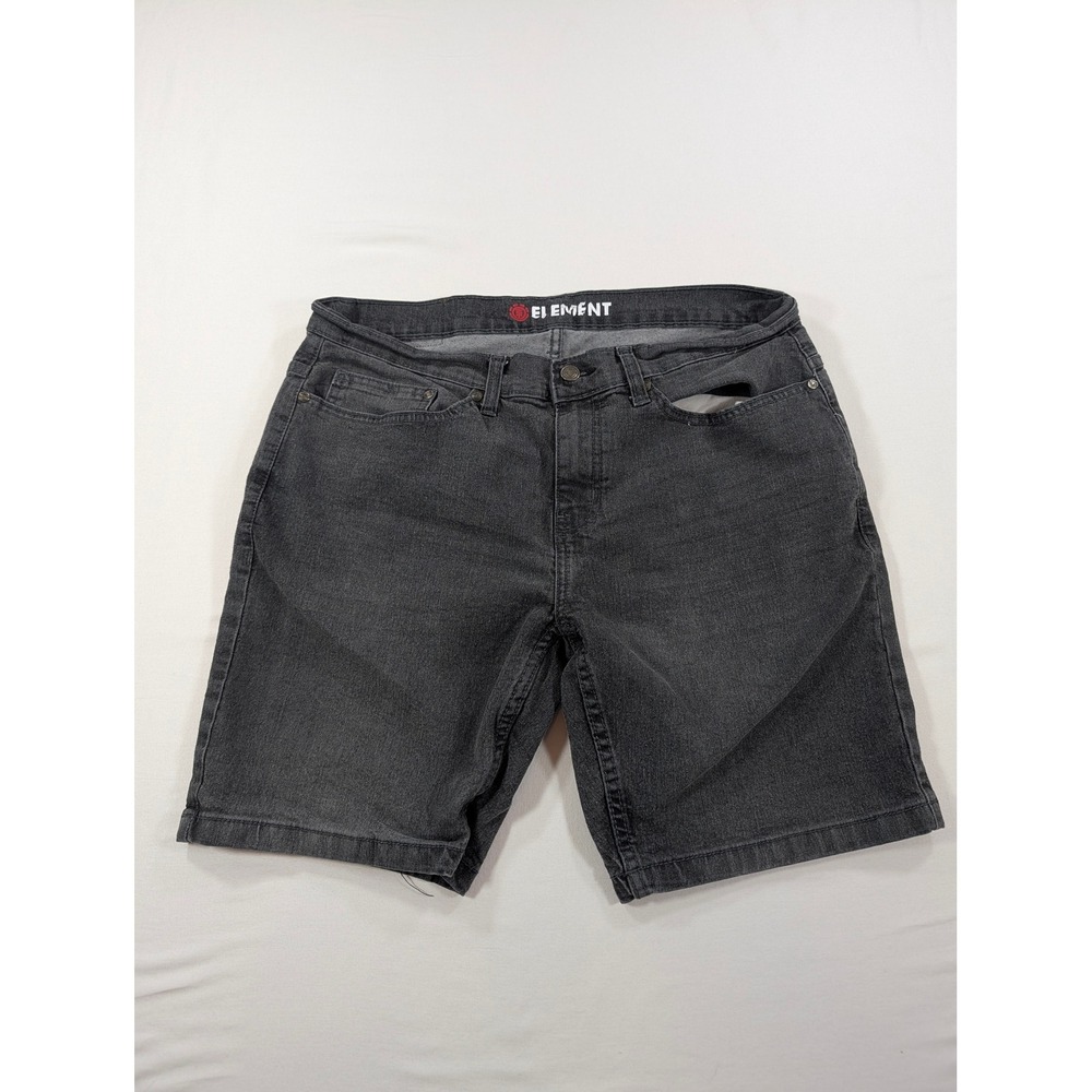 Element Mens Denim Shorts Dark Gray Stretch Skate Casual Size 34 Inseam 9.5in